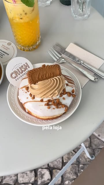 Biscoff doughnut and iced drink